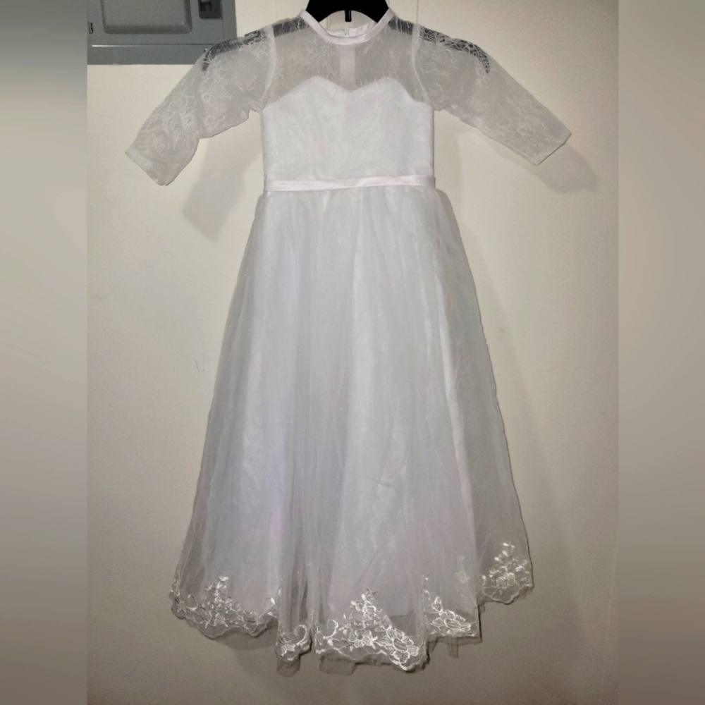Girls lace Communion dress Sz 7 w/bonus vow